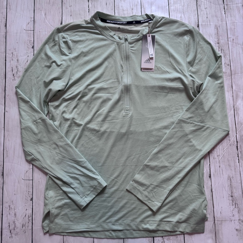 Adidas Aeroready Green Half Zip Long Sleeve Training Top Mens Small